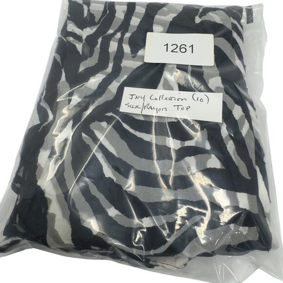 Sheer Chiffon Silk Animal Print Top 10 Sleeveless Office Neutral Mob Wife JNY - Picture 13 of 14